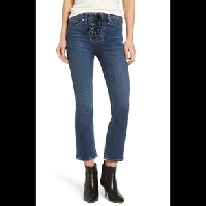 NWT Bullocks High Waist Lace-Up Crop Flare Jeans